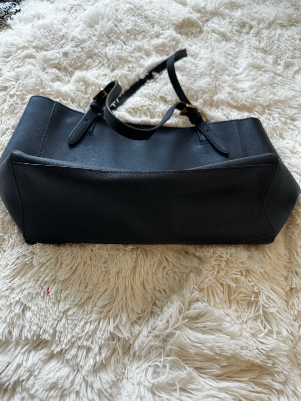 Tory Burch York Buckle Navy Blue Leather Tote Bag - Picture 7 of 10